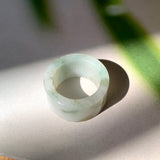 17.1mm A-Grade Natural Floral Jadeite Archer Ring Band No. 161854