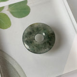 A-Grade Natural Black Jadeite Ancient Coin Donut Pendant No.220661