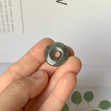 A-Grade Natural Black Jadeite Ancient Coin Donut Pendant No.220661