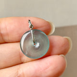 Icy A-Grade Natural Blue Jadeite Donut Pendant No.172901