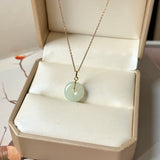 A-Grade Natural Light Yellowish Green Jadeite Donut Pendant No.172816