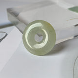 A-Grade Natural Yellowish Green Jadeite Ancient Coin Donut No.220662