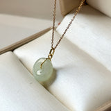A-Grade Natural Light Yellowish Green Jadeite Donut Pendant No.172816