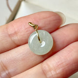A-Grade Natural Light Yellowish Green Jadeite Donut Pendant No.172816