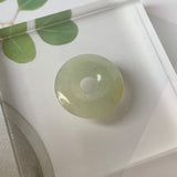 A-Grade Natural Yellowish Green Jadeite Ancient Coin Donut No.220662