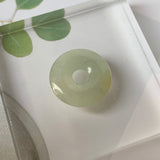A-Grade Natural Yellowish Green Jadeite Ancient Coin Donut Pendant No.220662