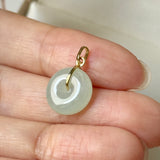 A-Grade Natural Light Yellowish Green Jadeite Donut Pendant No.172816