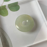 A-Grade Natural Yellowish Green Jadeite Ancient Coin Donut No.220662