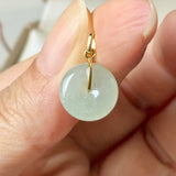 A-Grade Natural Light Yellowish Green Jadeite Donut Pendant No.172816