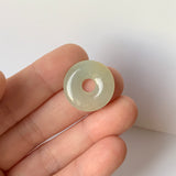 A-Grade Natural Yellowish Green Jadeite Ancient Coin Donut No.220662