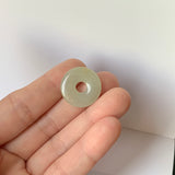 A-Grade Natural Yellowish Green Jadeite Ancient Coin Donut Pendant No.220662