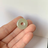 A-Grade Natural Yellowish Green Jadeite Ancient Coin Donut No.220662