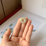 A-Grade Natural Yellowish Green Jadeite Ancient Coin Donut Pendant No.220662