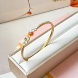 Icy A-Grade Natural Rainbow Jadeite Cabochon Bangle/Bracelet No. 190501