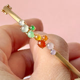 Icy A-Grade Natural Rainbow Jadeite Cabochon Bangle/Bracelet No. 190501