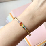Icy A-Grade Natural Rainbow Jadeite Cabochon Bangle/Bracelet No. 190501