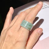 17.2mm A-Grade Natural Floral Jadeite Archer Ring Band No. 161485