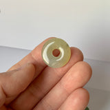 A-Grade Natural Yellowish Green Jadeite Ancient Coin Donut Pendant No.220663