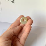 A-Grade Natural Yellowish Green Jadeite Ancient Coin Donut Pendant No.220663
