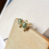 A-Grade Natural Jadeite Hexagon Dancing Diamond Stud Earring No.180753