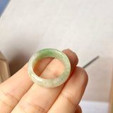 19.1mm A-Grade Natural Moss on Snow Jadeite Abacus Ring Band No.162182
