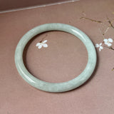 58.6mm A-Grade Natural Sage Green Jadeite Traditional Round Bangle No. 152173