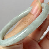 58.6mm A-Grade Natural Sage Green Jadeite Traditional Round Bangle No. 152173