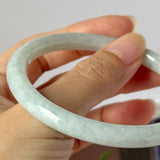 58.6mm A-Grade Natural Sage Green Jadeite Traditional Round Bangle No. 152173