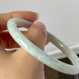 58.6mm A-Grade Natural Sage Green Jadeite Traditional Round Bangle No. 152173