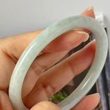 58.6mm A-Grade Natural Sage Green Jadeite Traditional Round Bangle No. 152173