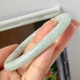 58.6mm A-Grade Natural Sage Green Jadeite Traditional Round Bangle No. 152173