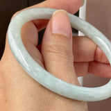 58.6mm A-Grade Natural Sage Green Jadeite Traditional Round Bangle No. 152173