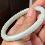 58.6mm A-Grade Natural Sage Green Jadeite Traditional Round Bangle No. 152173