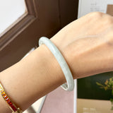 58.6mm A-Grade Natural Sage Green Jadeite Traditional Round Bangle No. 152173