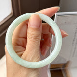 54.7mm A-Grade Natural Sage Green Jadeite Traditional Round Bangle No. 152174
