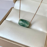 A-Grade Natural Bluish Green Jadeite Barrel Pendant No.220669