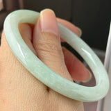 54.7mm A-Grade Natural Sage Green Jadeite Traditional Round Bangle No. 152174