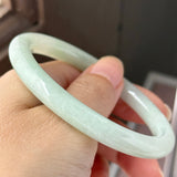 54.7mm A-Grade Natural Sage Green Jadeite Traditional Round Bangle No. 152174