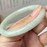 54.7mm A-Grade Natural Sage Green Jadeite Traditional Round Bangle No. 152174