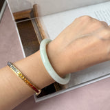 54.7mm A-Grade Natural Sage Green Jadeite Traditional Round Bangle No. 152174
