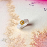 SOLD OUT: 16mm A-Grade Natural Jadeite Bespoke Joseon Ring (Sakura Flower) No.161999