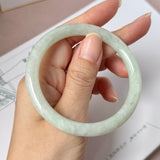 56.6mm A-Grade Natural Sage Green Jadeite Traditional Round Bangle No. 152175