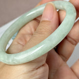 56.6mm A-Grade Natural Sage Green Jadeite Traditional Round Bangle No. 152175