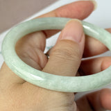56.6mm A-Grade Natural Sage Green Jadeite Traditional Round Bangle No. 152175