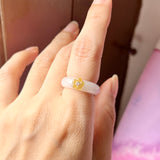 SOLD OUT: 16mm A-Grade Natural Jadeite Bespoke Joseon Ring (Sakura Flower) No.161999