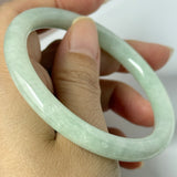 56.6mm A-Grade Natural Sage Green Jadeite Traditional Round Bangle No. 152175