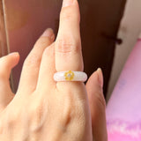 SOLD OUT: 16mm A-Grade Natural Jadeite Bespoke Joseon Ring (Sakura Flower) No.161999