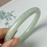 56.6mm A-Grade Natural Sage Green Jadeite Traditional Round Bangle No. 152175