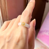SOLD OUT: 16mm A-Grade Natural Jadeite Bespoke Joseon Ring (Sakura Flower) No.161999