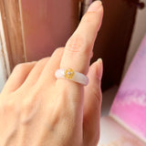 SOLD OUT: 16mm A-Grade Natural Jadeite Bespoke Joseon Ring (Sakura Flower) No.161999